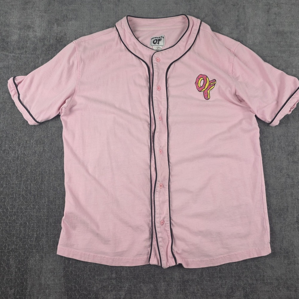 Odd Future OFWGKTA Baseball Jersey Mens Large Pink Black Donut Tyler The Creator